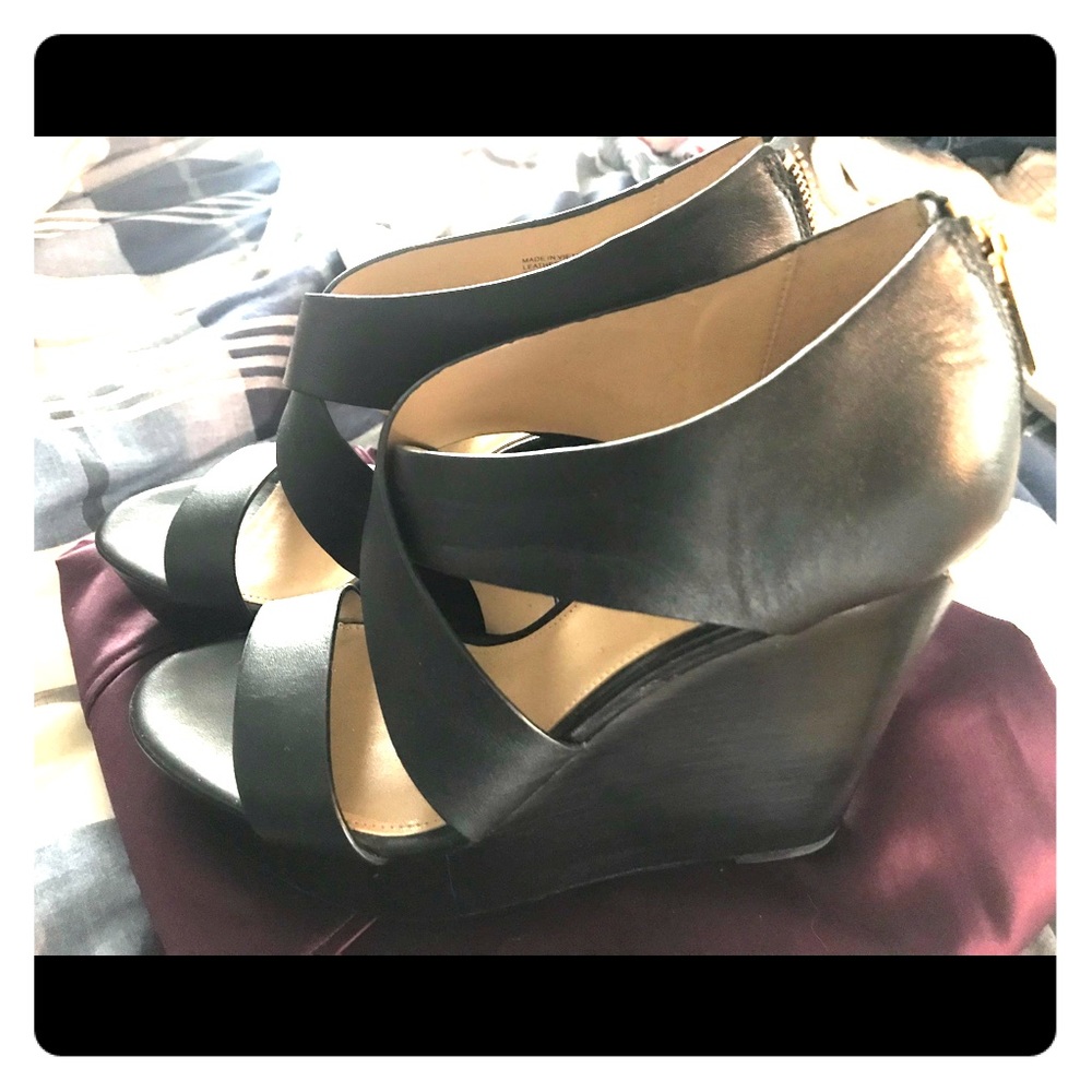 Michael Kors black wedge heels. Size 7